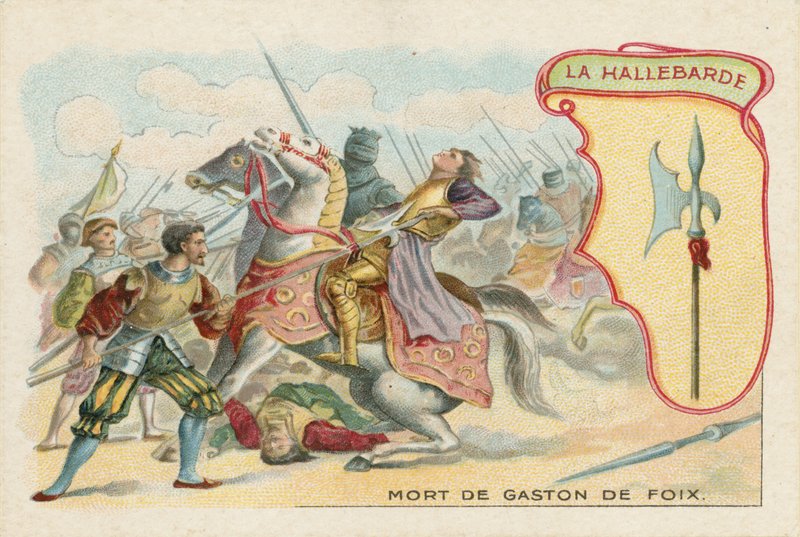 Cartão de comércio com uma imagem de uma alabarda de French School