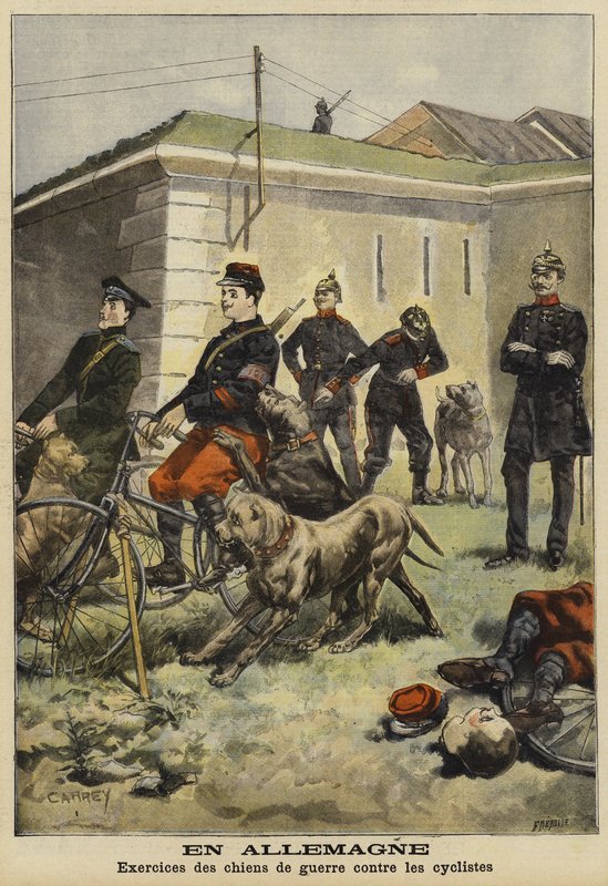 Treinar cães do exército para atacar ciclistas, Alemanha de French School