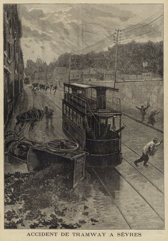 Acidente de bonde em Sevres, França, 1897 de French School