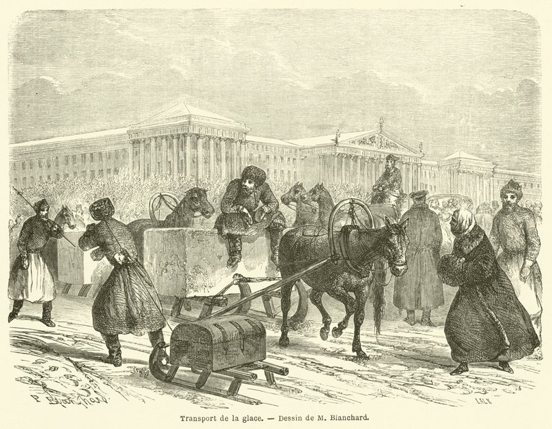 Transporte de gelo (gravura) de French School