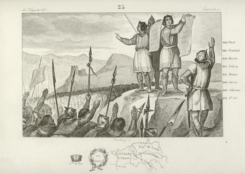 Tratado entre Charles o Calvo e seu irmão Louis o alemão, Estrasburgo, 842 de French School