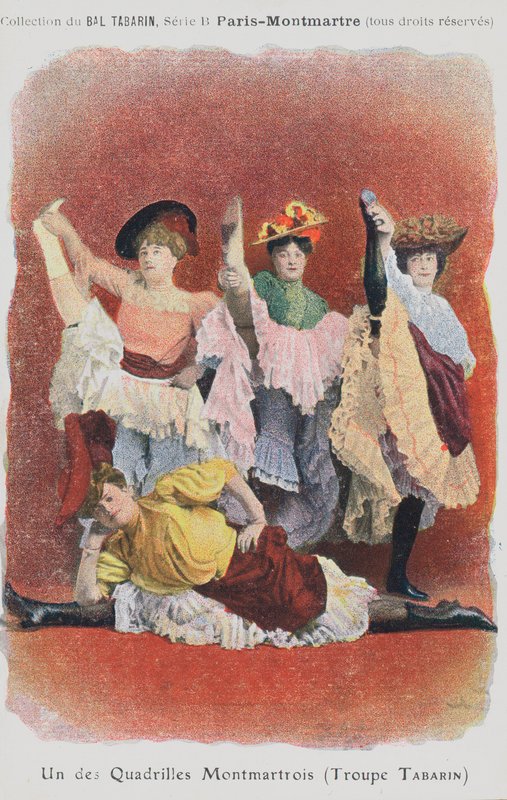 Bailarinos da Troupe Tabarin no Bal Tabarin (litografia a cores) de French School