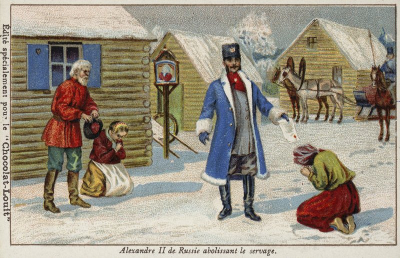 Czar Alexandre II da Rússia abolindo a servidão de French School