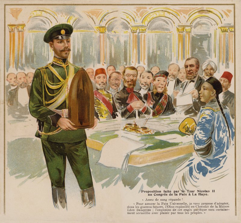 O czar Nicolau II da Rússia na Primeira Conferência de Haia de French School