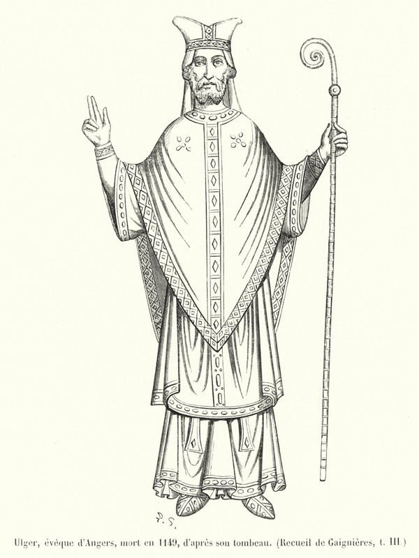Ulger, bispo de Angers, morreu em 1149, de sua tumba (gravura) de French School