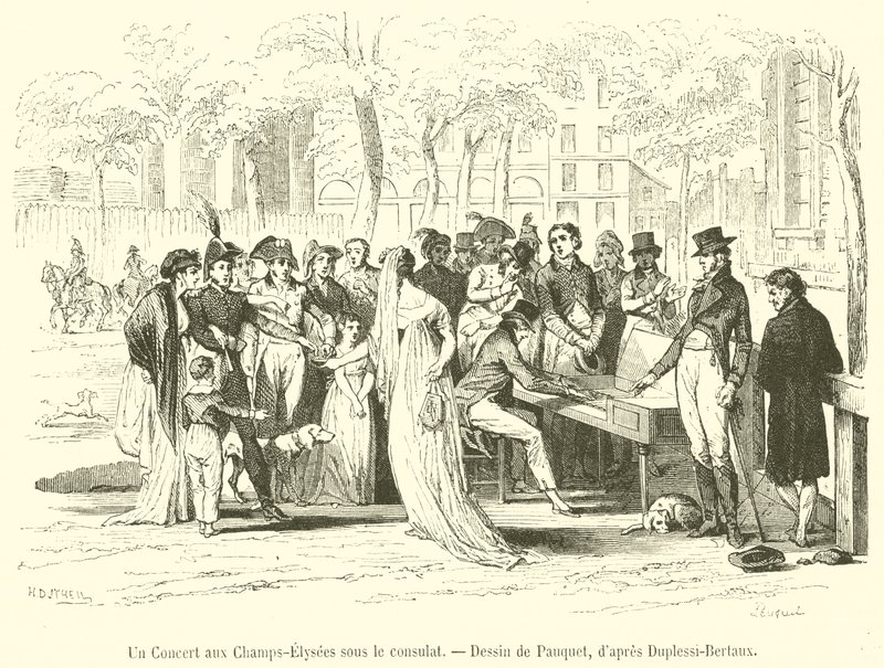 Um Concerto nos Campos Elísios sob o Consulado (gravura) de French School