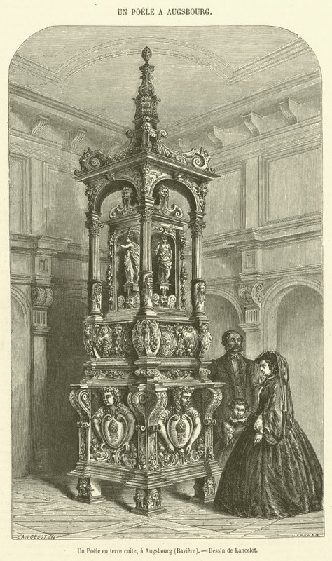 Um vaso de terracota em Augsburg, Baviera (gravura) de French School