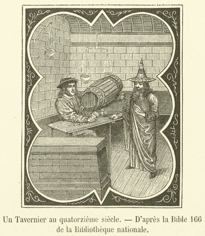 Um Tavernier no século XIV (gravura) de French School