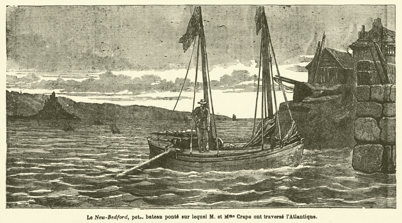 Uma viagem de barco através do Atlântico (gravura) de French School