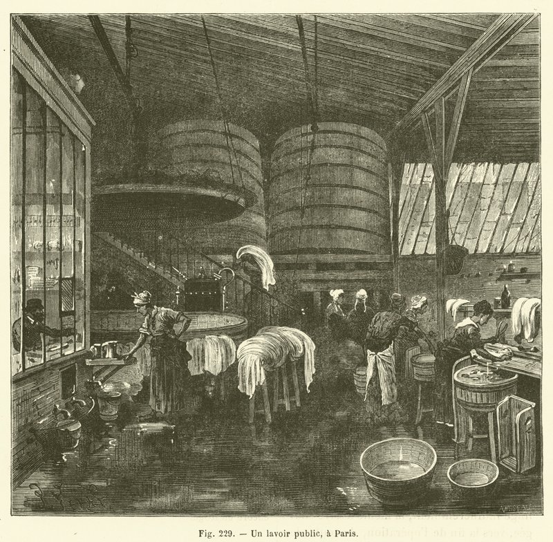 Un lavoir public, a Paris (gravura) de French School