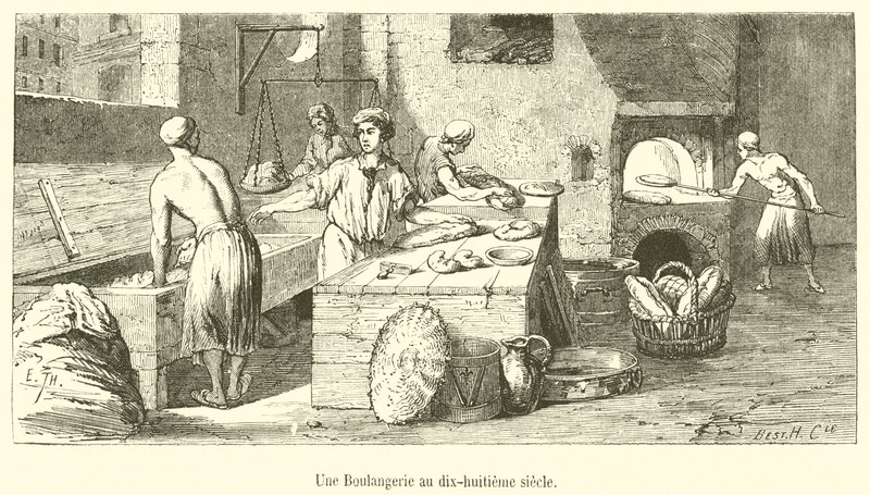 Uma padaria no século XVIII de French School