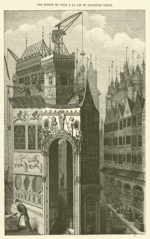 A City Entrance at the End of the Fifteenth Century (gravura) de French School