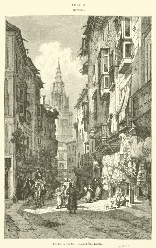 Uma rua em Toledo (gravura) de French School