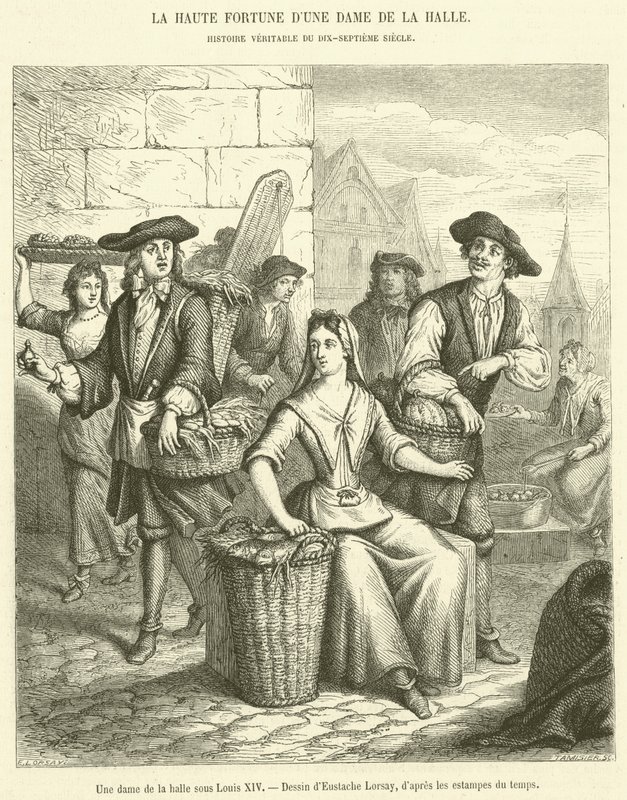 Uma senhora do mercado sob Louis XIV (gravura) de French School