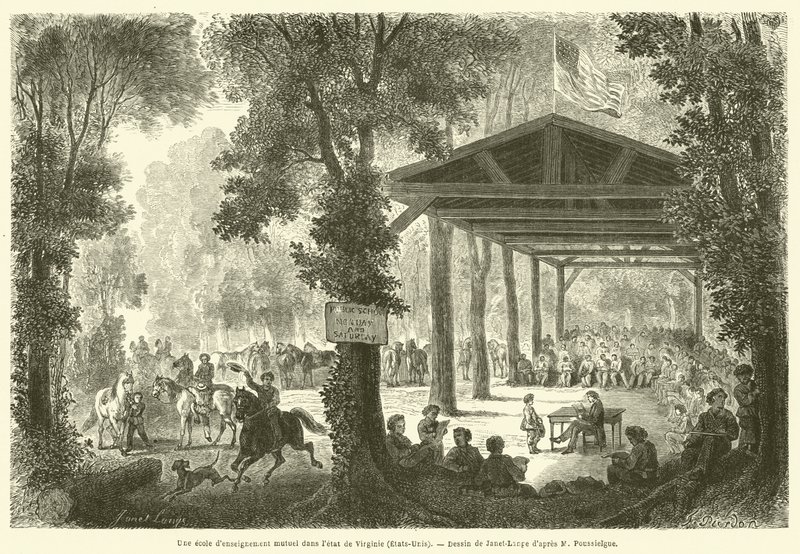 Uma escola de educação mútua no estado da Virgínia (EUA) (gravura) de French School