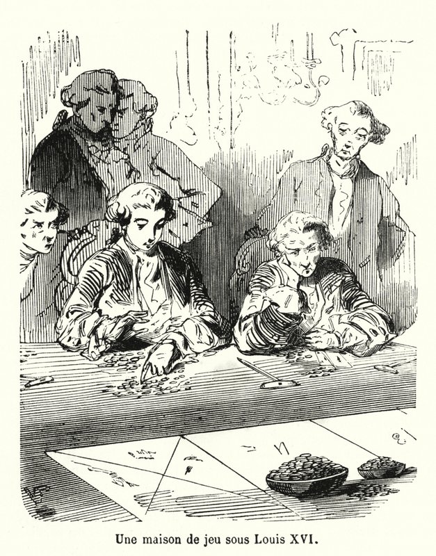 Uma casa de jogos sob Louis XVI (gravura) de French School