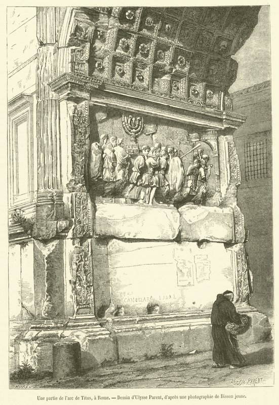 Parte do Arco de Tito, em Roma (gravura) de French School