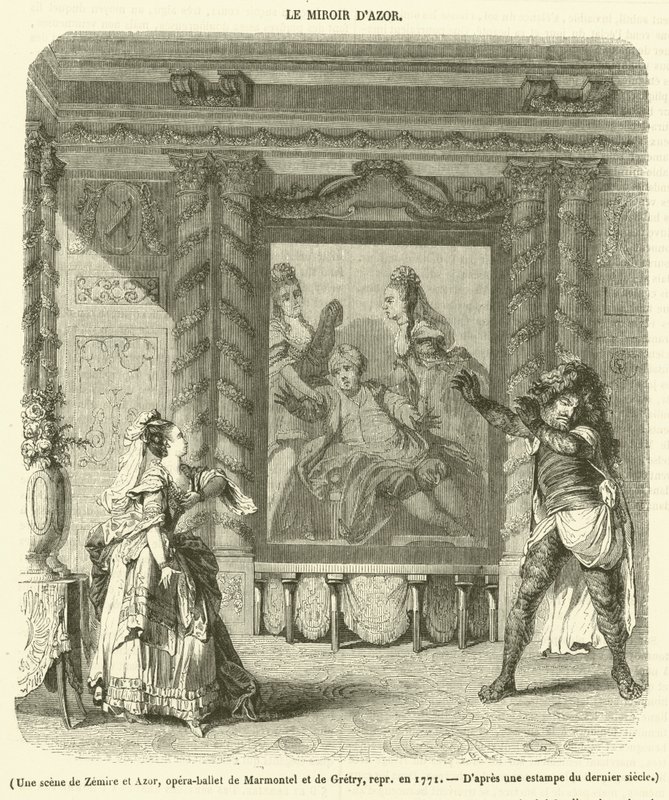 Uma cena de Zemire e Azor, opera-ballet de Marmontel e Gretry, interpretada em 1771 (gravura) de French School