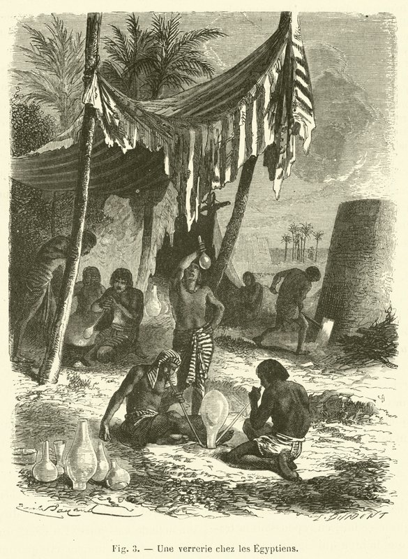 Vidro entre os egípcios (gravura) de French School