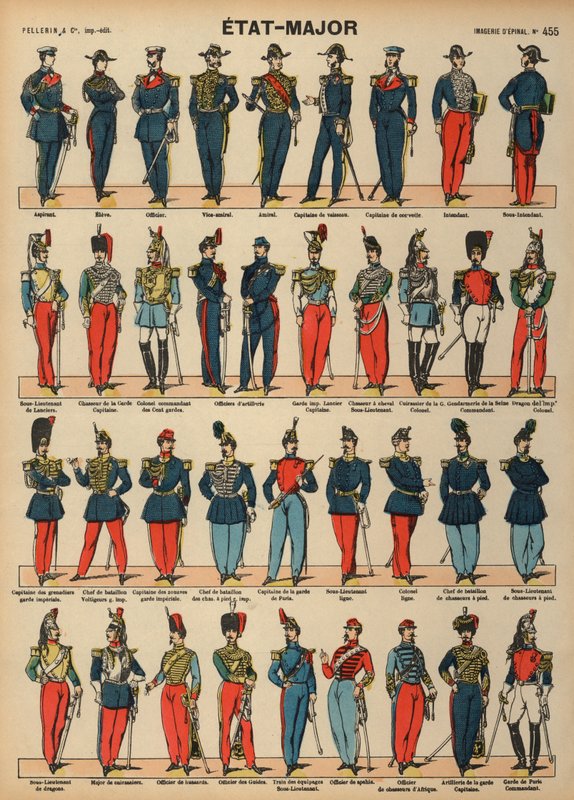 Uniformes dos militares franceses (gravura colorida) de French School