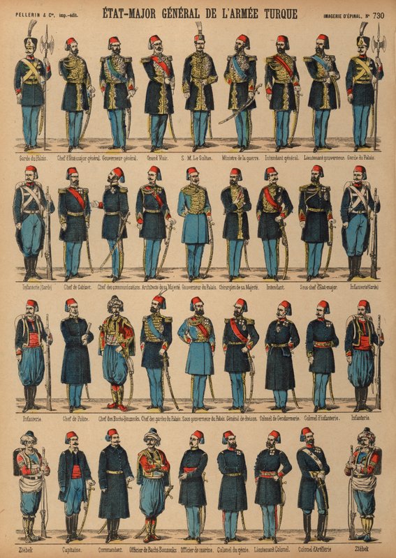 Uniformes do exército turco otomano de French School