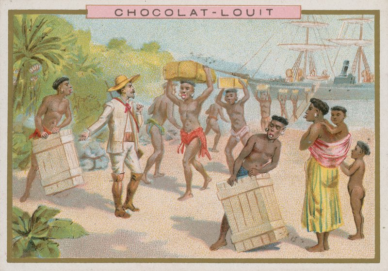 Descarregando a carga de um navio de French School