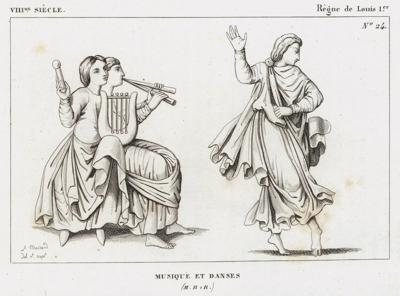 VIII Siecle, Regne de Louis I, Musique et Danses (gravura) de French School