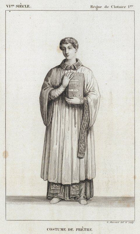Século VI, Reinado de Clotaire I, Traje de um padre (gravura) de French School