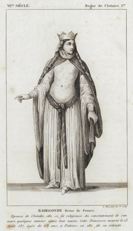 Século VI, Reinado de Clotaire I, Radegonde, Rainha de França (gravura) de French School