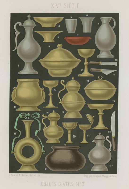 Vários objetos do século XVI de French School