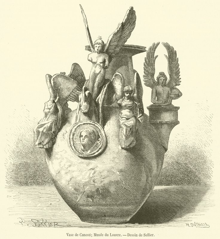 Jarra de Canosa, Musee du Louvre (gravura) de French School