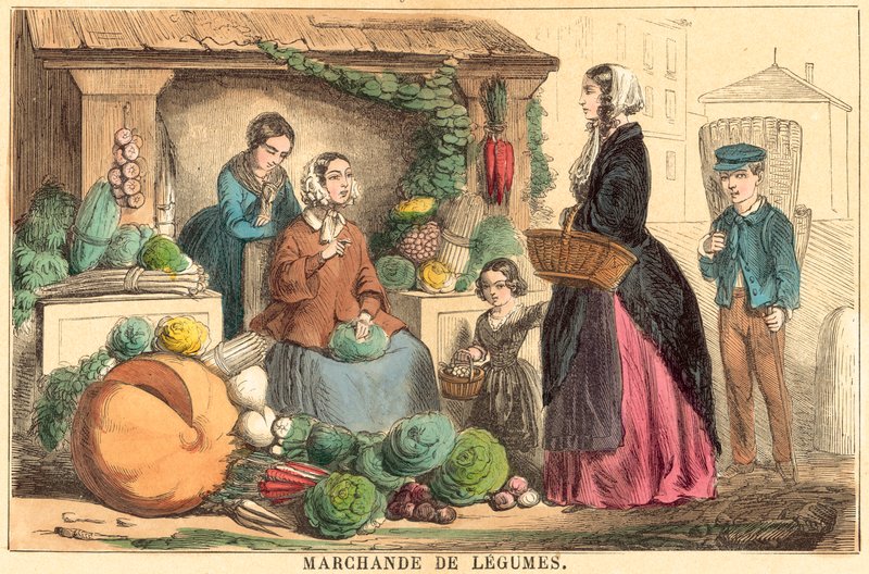 Vegetais (gravação a cores) de French School