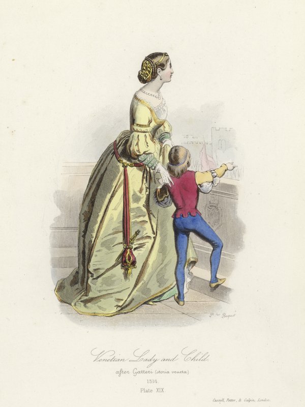Venetian senhora e criança de French School