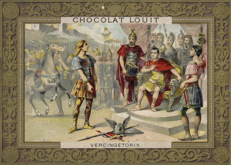 Vercingetorix submetendo-se a Júlio César, 52 aC de French School