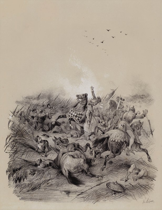 Vitória dos suíços sobre os austríacos sob o comando do Duque Leopold I na Batalha de Morgarten de French School