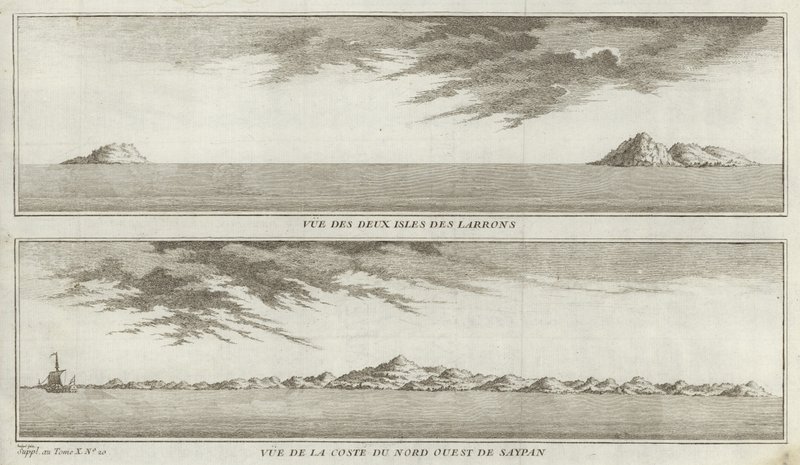 Vistas das Ilhas Marianas e da costa de Northwestern Saipan de French School