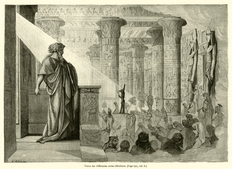 Visão dos diferentes tipos de idolatria (gravura) de French School