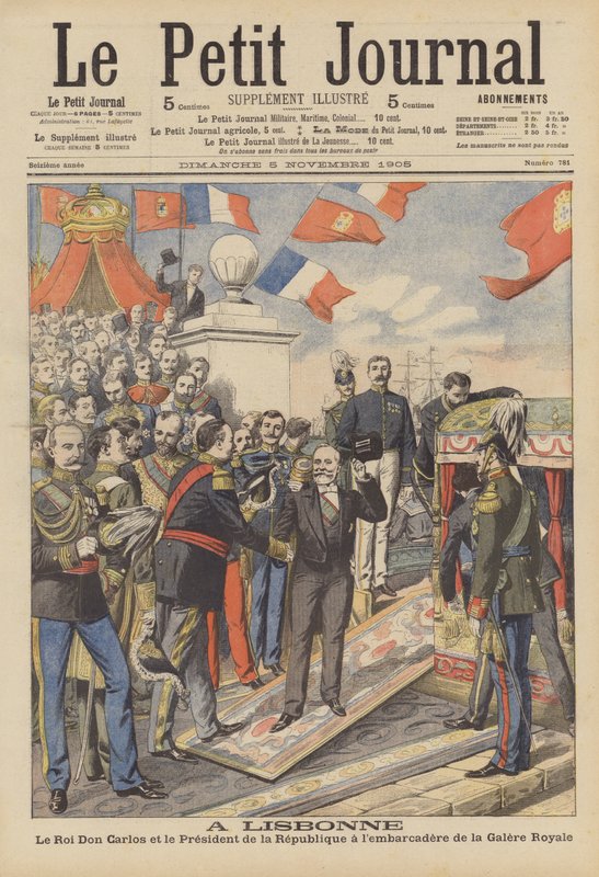Visita a Lisboa do Presidente da França (litografia a cores) de French School