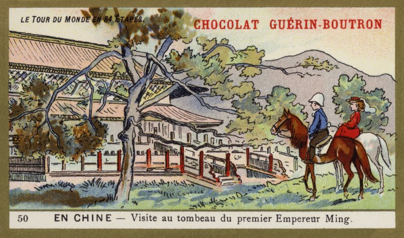 Visita ao túmulo do primeiro imperador Ming, China (chromolitho) de French School