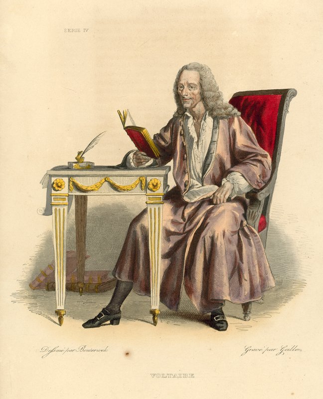 Voltaire (gravura colorida) de French School