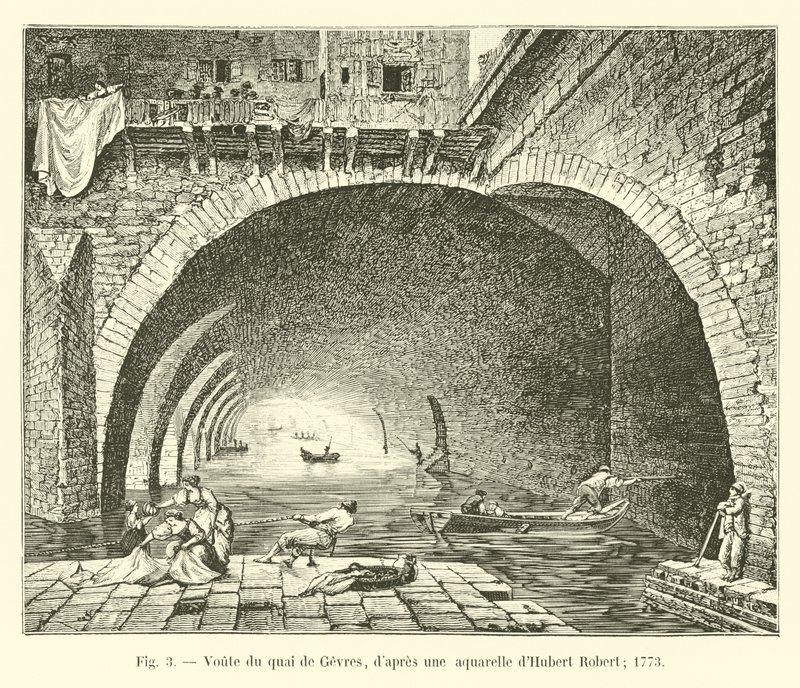 Voute do Quai de Gevres, depois de uma aquarela de Hubert Robert; 1773 de French School