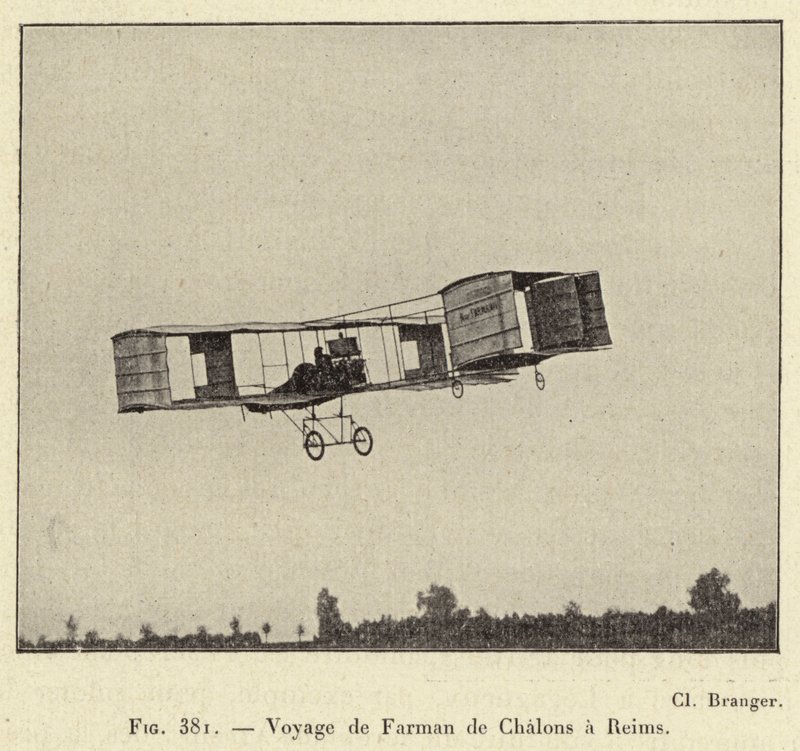 Voyage de Farman de Chalons a Reims (gravura) de French School