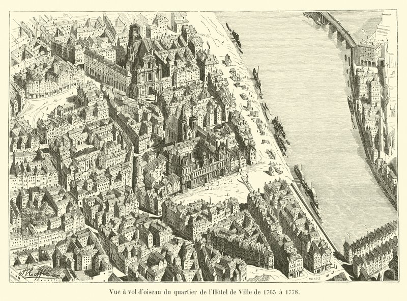 Visão panorâmica do distrito da Prefeitura de 1765 a 1778 de French School