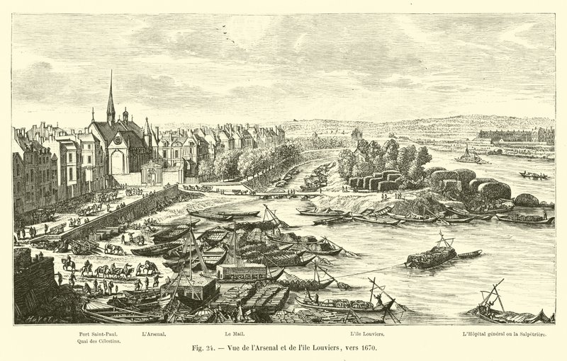 Vista do Arsenal e Louviers, por volta de 1670 de French School