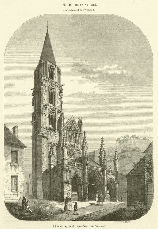 Vista da igreja de Saint-Pere, perto de Vezelay (gravura) de French School