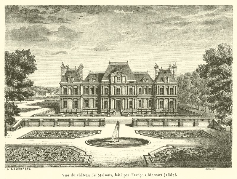 Vista do castelo de Maisons, construído por François Mansart de French School