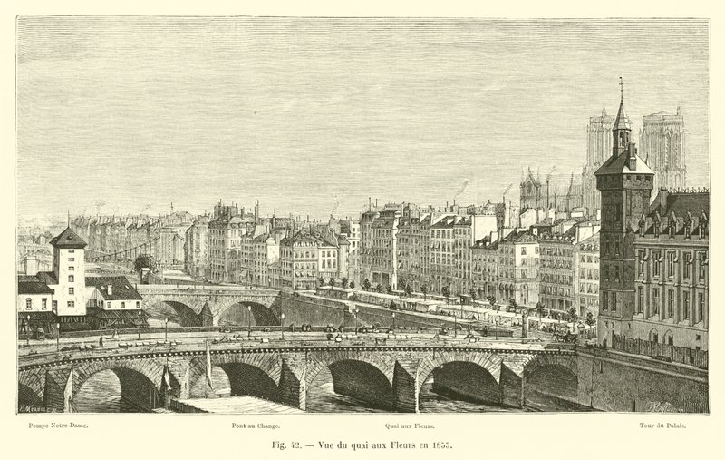 Vista do Cais da Flor em 1855 de French School