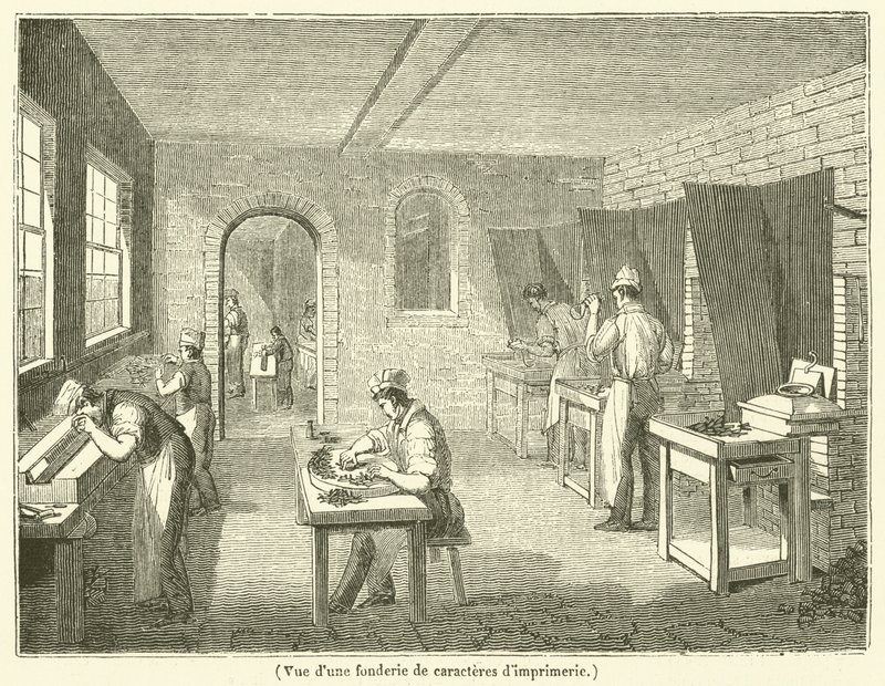 Vista de uma fundição do tipo (gravura) de French School