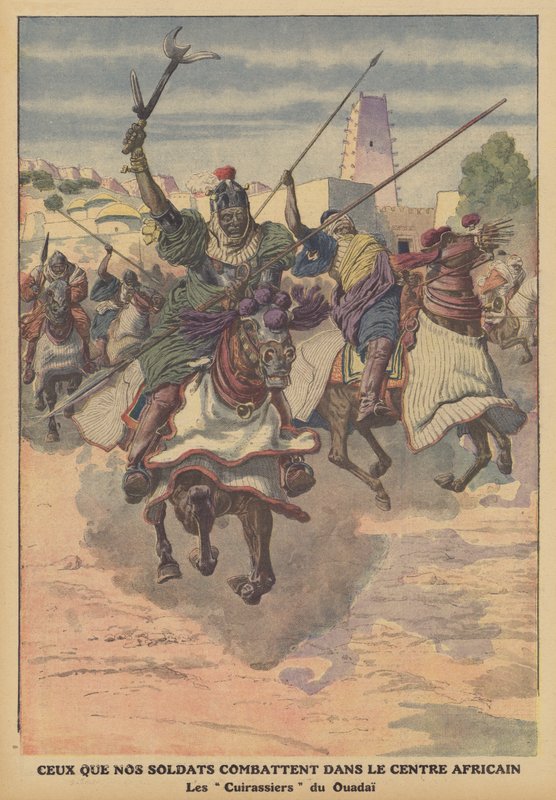 Cavalaria Wadai na África Central (cor litho) de French School
