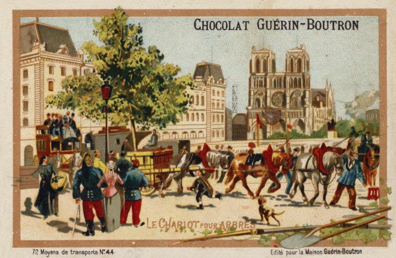 Vagão para transporte de árvores (chromolitho) de French School